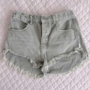 One Teaspoon Light Green Jean Shorts
